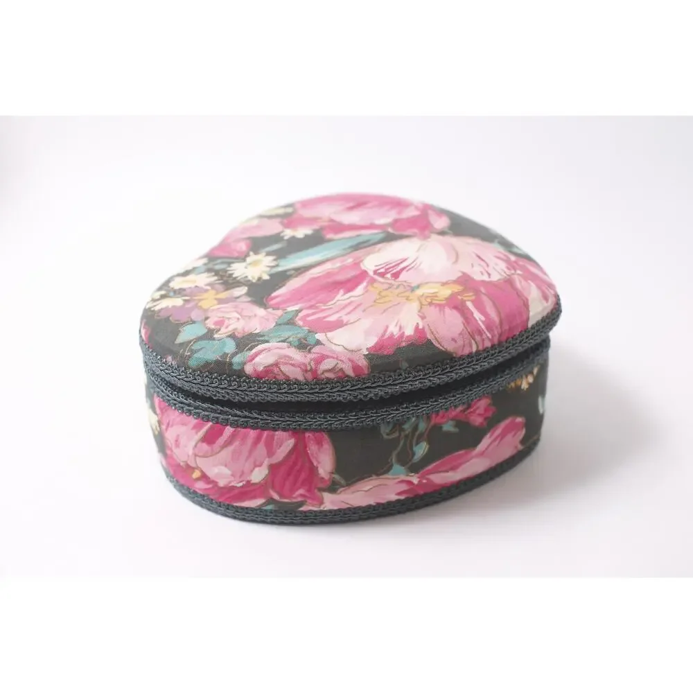 90s Floral Heart-shaped Jewelry Box Vintage Romantic Decor ~ 260622-WH 1281